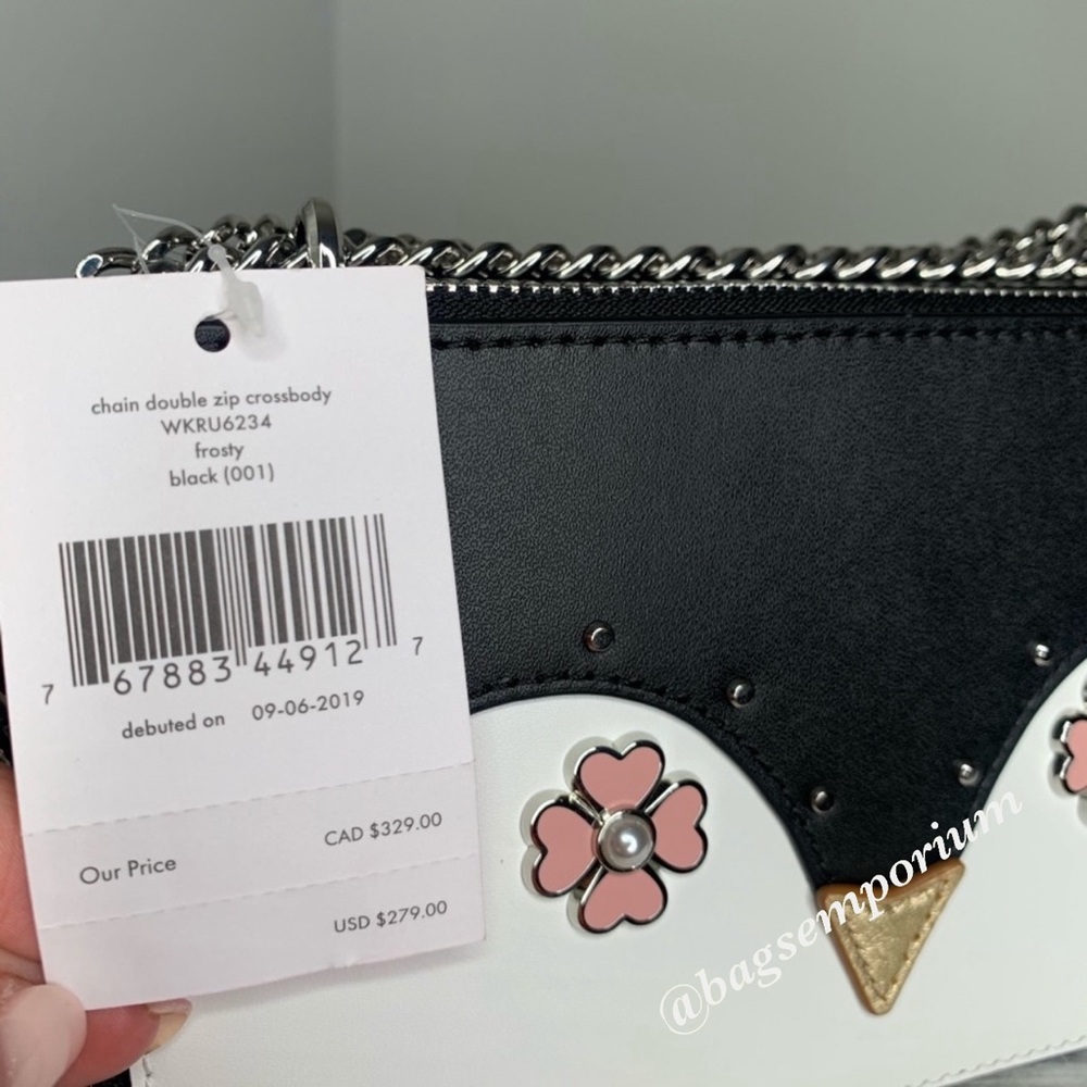 Kate Spade Chain DBL Zip Frosty Penguin Crossbody - Picture 7 of 8